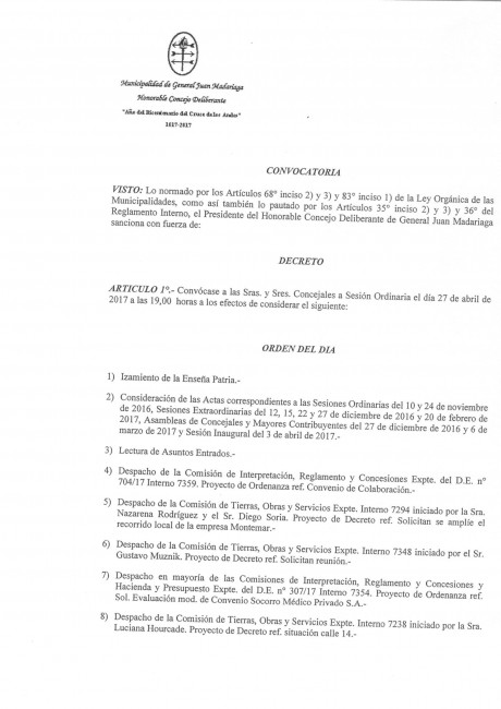 Sesión Ordinaria 27 de Abril de 2017